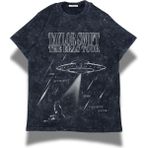 Unisex Cosmic Love Yazılı Yıkamalı T-Shirt, Oversize Taylor Swift Temalı Vintage Tişört - Siyah - 4XL