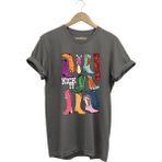 Unisex Cowgirl Kovboy Çizme Baskılı %100 Pamuk Regular Fit Bisiklet Yaka T-Shirt - 3XL - Gri