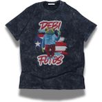 Unisex Debi Tirar Mas Fotos Yazılı Yıkamalı T-Shirt, Oversize Bad Bunny Temalı Vintage Tişört - Siyah - 3XL