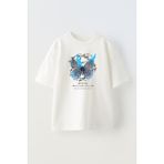 Unisex Dikenli Tel Kelebek Tasarım Baskılı Pamuk Beyaz Oversize T-Shirt