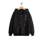 Unisex Dikey Baskılı Ince Mevsimlik Kapşonlu Oversize Hırka