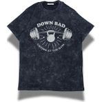 Unisex Down Bad Gym Yazılı Yıkamalı T-Shirt, Oversize Taylor Swift Temalı Vintage Tişört - Siyah - XL