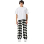 Unisex Ekoseli Oversize Pantolon – %100 Pamuk, Relax Fit, Kışlık Sıcak Tutan Streetwear Günlük Eşofman Altı (S–xxl) - 2XL - Siyah - Beyaz
