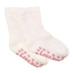 Unisex Ekru Love Kaydırmaz Taban Polar Çorap