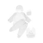 Unisex Ekru Very Cute Nakışlı 5 Parça Organik Hastane Çıkış Seti