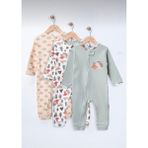 Unisex Erkek Bebek Kız Bebek %100 Pamuklu 9- 18 Ay Fermuarlı 3'lü Kirpi Desenli Manşetli Tulum Seti - Çok Renkli - 9 Ay