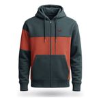 Unisex Fermuarli Kapşonlu Sweatshirt%100 Pamuklu Kapşonlu Fermuarli, Turuncu Castor, XL, Turuncu Castor, XL