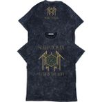 Unisex Gold Sleep Token Ense Baskılı Yıkamalı T-Shirt, Oversize Rock Band Temalı Vintage Tişört - Siyah - 2XL