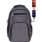 Unisex Gri Okul Sırt Çantası Orta Boy USB Type-C Laptop Bölmeli Su Geçirmez Kumaş Lise Üniversite