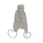 Unisex Gri Triko Tek Kulaklı İpli Bere 0-1 Yaş