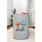 Unisex Gumbal Bebek Çocuk Odası Düzenleyici Saklama Kutusu Oyuncak Kirli Sepeti 50X40 cm - Gri