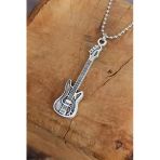 Unisex Gümüş Renk Gitar Kolye