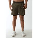 Unisex Gym ve Fitness Astarlı Taytlı Şort / Gizli Cep Detaylı - 2XL - Haki