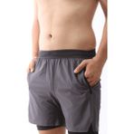 Unisex Gym ve Fitness Astarlı Taytlı Şort / Gizli Cep Detaylı - Antrasit