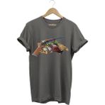 Unisex Hunter Keklikler Keklik Kuşu Avcılığı Tüfek ve Fişek Baskılı %100 Pamuk Regular Fit T-Shirt - Antrasit - 3XL