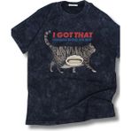 Unisex I Got That Dog In Me Yazılı Yıkamalı T-Shirt, Oversize Komik Kedi Temalı Vintage Tişört - Siyah - 2XL