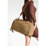 Unisex Kabin Boy Çapraz Askılı Omuz Çantası Seyehat Spor Çantası Hafif Klinkır Kumaş 40*25 cm - Taba