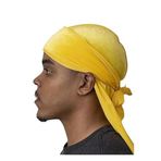 Unisex Kadife Durag Bandana, Uzun Kuyruklu,Saç Bandı (Sarı)
