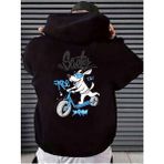 Unisex Kadın Erkek Kapüşonlu Kanguru Cepli Oversize Sweatshirt Hoodie Scooter - 001-Siyah - M