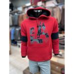 Unisex Kanguru Cepli Kapüşonlu Sweatshirt - 24-Kırmızı - 2XL