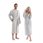 Unisex Kapşonlu 4 Kat Müslin Bornoz (Gri, L/XL)