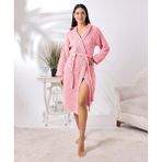 Unisex Kapşonlu Organik Pamuk Waffle Bornoz - 2XL - Pembe