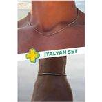 Unisex Kararmaz Paslanmaz Garantili Italyan Çelik Yılan Kolye Bileklik Set - Gümüş