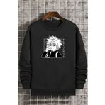 Unisex Killua Zoldyck Baskılı Bisiklet Yaka Sweatshirt