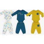 Unisex Kız Erkek Bebek Desenli Renkli Çıtçıtlı Body ve Alt 6'lı Takım Yenidoğan Hediyelik - Çok Renkli - 0 - 3 Ay
