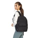 Unisex Krinkıl Kumaş Sırt Çantası Okul Çantası Seyahat Çantası (Siyah)