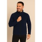 Unisex Lacivert Anti-Pilling Tüylenme Yapmayan Standart Fit Tam Fermuarlı Soğuk Geçirmez Polar Hırka - 2XL