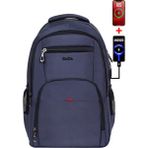 Unisex Lacivert Okul Sırt Çantası Orta Boy USB Type-C Laptop Bölmeli Su Geçirmez Kumaş Lise Üniversite