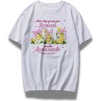 Unisex Lemonade Yazılı Tişört, Oversize Kurdele Baskılı Bisiklet Yaka T-Shirt - Beyaz - 3XL