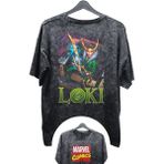 Unisex Loki Baskılı Yıkamalı Tişört, Oversize Marvel Comics Baskılı Vintage T-Shirt - 4XL - Siyah