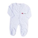 Unisex Mamy Yazılı Beyaz Patikli Tulum