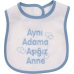 Unisex Mavi Aynı Adama Aşığız Anne Yazılı Su Geçirmez Önlük - Standart - Renkli