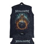 Unisex Megadeth Sırt Baskılı Yıkamalı Kolsuz Vintage Tişört - Siyah - 2XL