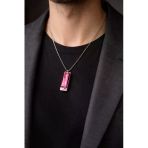 Unisex Metal Mızıka Kolye 60 Cm Zincir Pembe Renk Müzik Temalı Aksesuar