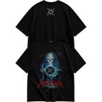Unisex Metallica Ense Baskılı Tişört, Oversize Rock Band Temalı Bisiklet Yaka T-Shirt - Siyah - 4XL