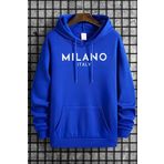 Unisex MİLANO İTALY Baskılı Şardonlu Kapüşonlu Oversize Sweatshirt