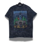 Unisex Minnesota Yazılı Yıkamalı T-Shirt, Oversize Basketbol Temalı Retro Tişört - Siyah - 3XL