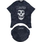 Unisex Misfits Ense Baskılı Yıkamalı T-Shirt, Oversize Rock Band Temalı Vintage Tişört - Siyah - 3XL