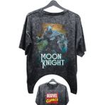 Unisex Moon Knight Baskılı Yıkamalı Tişört, Oversize Marvel Comics Baskılı Vintage T-Shirt - Siyah