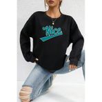 Unisex Nice Baskili Bisiklet Yaka Sweatshirt