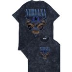 Unisex Nirvana Blue Sırt Baskılı Yıkamalı T-Shirt, Oversize Rock Band Temalı Retro Tişört - Siyah - 4XL