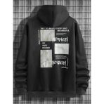 Unisex No Pain Sırt Baskılı Oversize Kapşonlu Sweatshirt - 001-Siyah