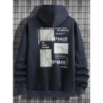 Unisex No Pain Sırt Baskılı Oversize Kapşonlu Sweatshirt - M - 01L-Lacivert