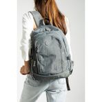 Unisex Okul Çantası Klinkır Kumaş Günlük Sırt Çantası 40*30 cm Çok Cepli Hafif Yağmur Geçirmez - Gri