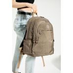 Unisex Okul Çantası Klinkır Kumaş Günlük Sırt Çantası Çok Cepli Hafif Yağmur Geçirmez 38*28 cm - Kahverengi