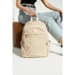 Unisex Okul Çantası Klinkır Kumaş Günlük Sırt Çantası Çok Cepli Hafif Yağmur Geçirmez 38*28 cm - Krem